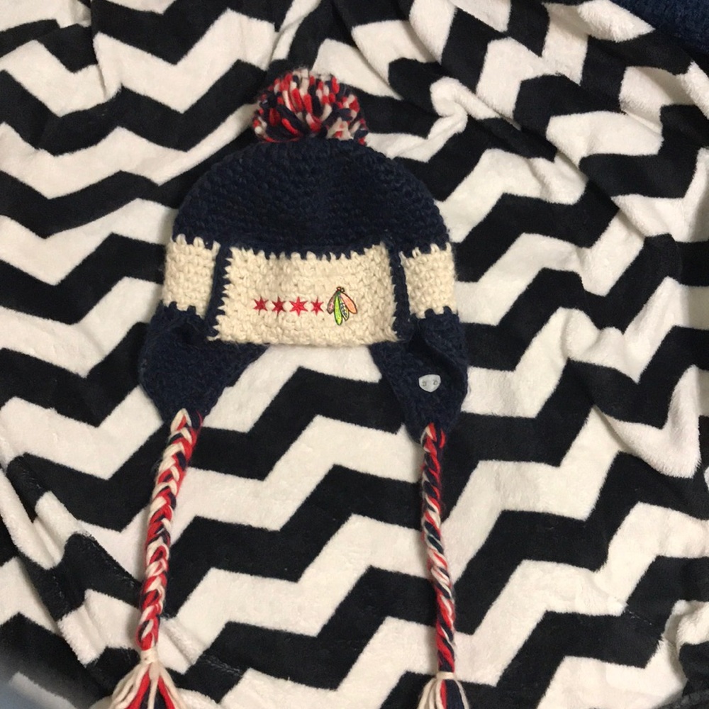 Chicago Blackhawks crocheted winter hat